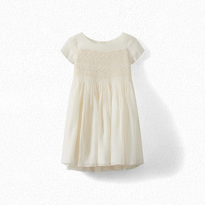 女童白色真丝连衣裙