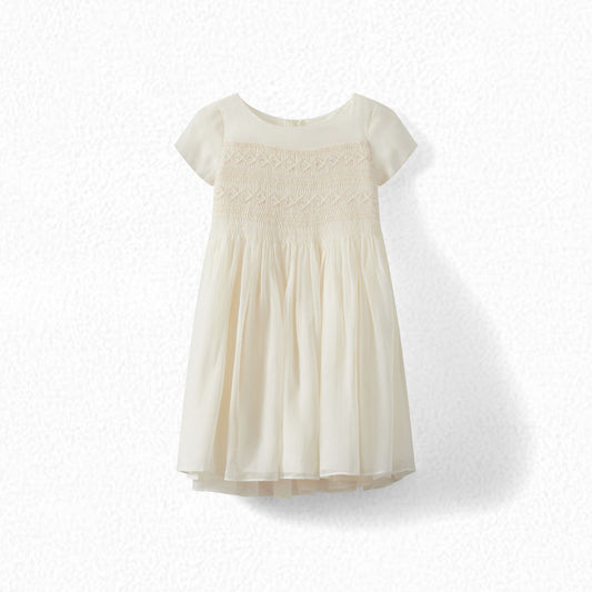 女童白色真丝连衣裙