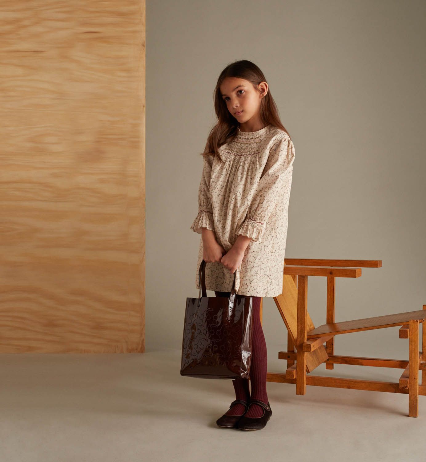 女童白色印花棉连衣裙