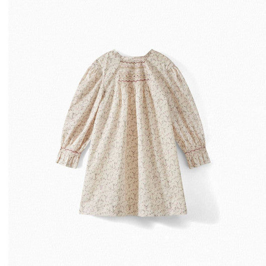 女童白色印花棉连衣裙