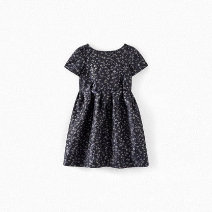 女童蓝色碎花连衣裙