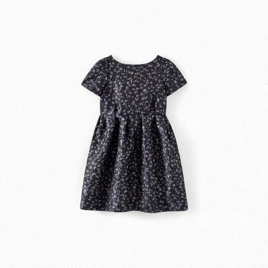 女童蓝色碎花连衣裙