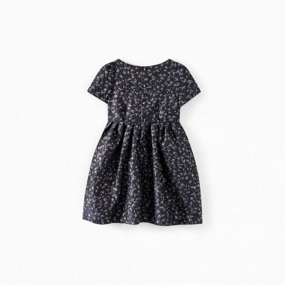 女童蓝色碎花连衣裙