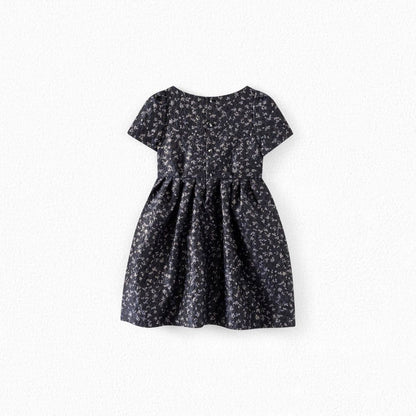 女童蓝色碎花连衣裙