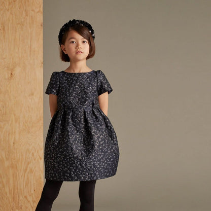 女童蓝色碎花连衣裙
