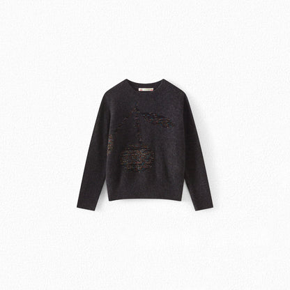 女童深灰色羊绒毛衣