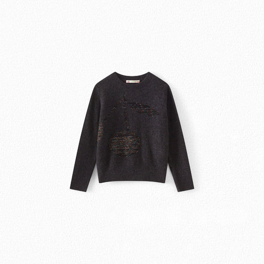 女童深灰色羊绒毛衣