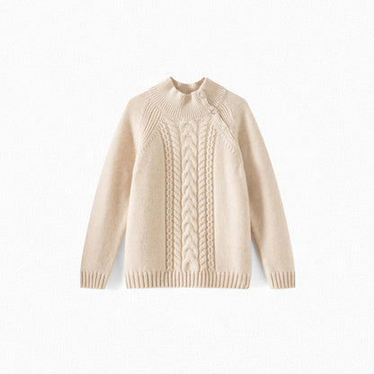 女童米色羊绒毛衣