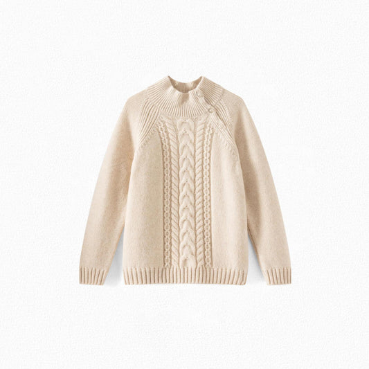 女童米色羊绒毛衣