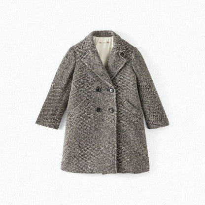 女童黑色羊毛外套