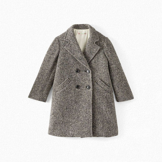 女童黑色羊毛外套