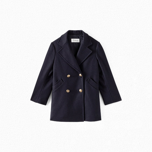 女童藏青色羊毛外套