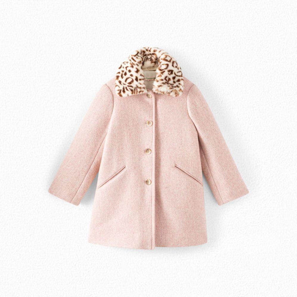 女童粉色羊毛外套
