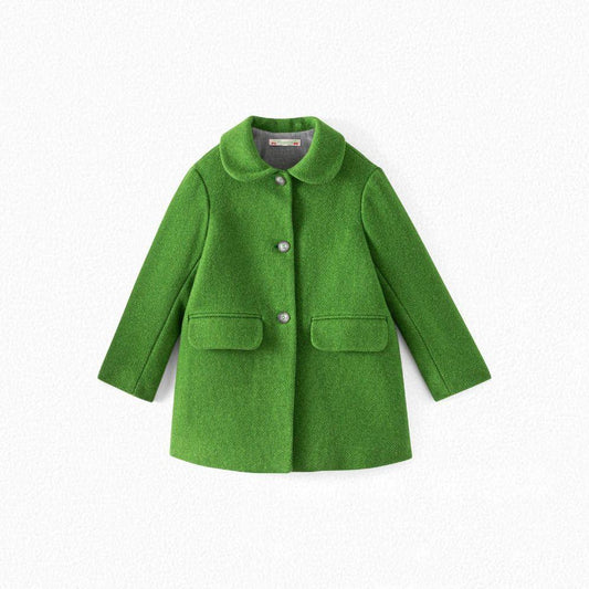 女童绿色羊毛外套