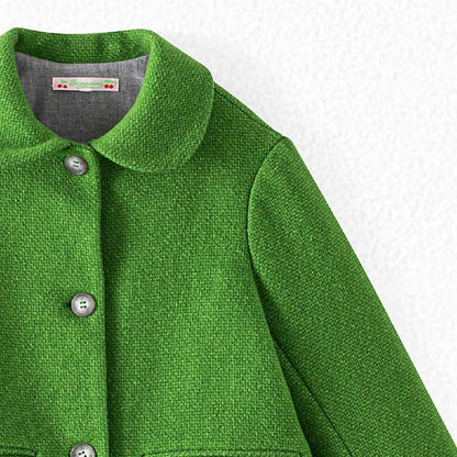 女童绿色羊毛外套