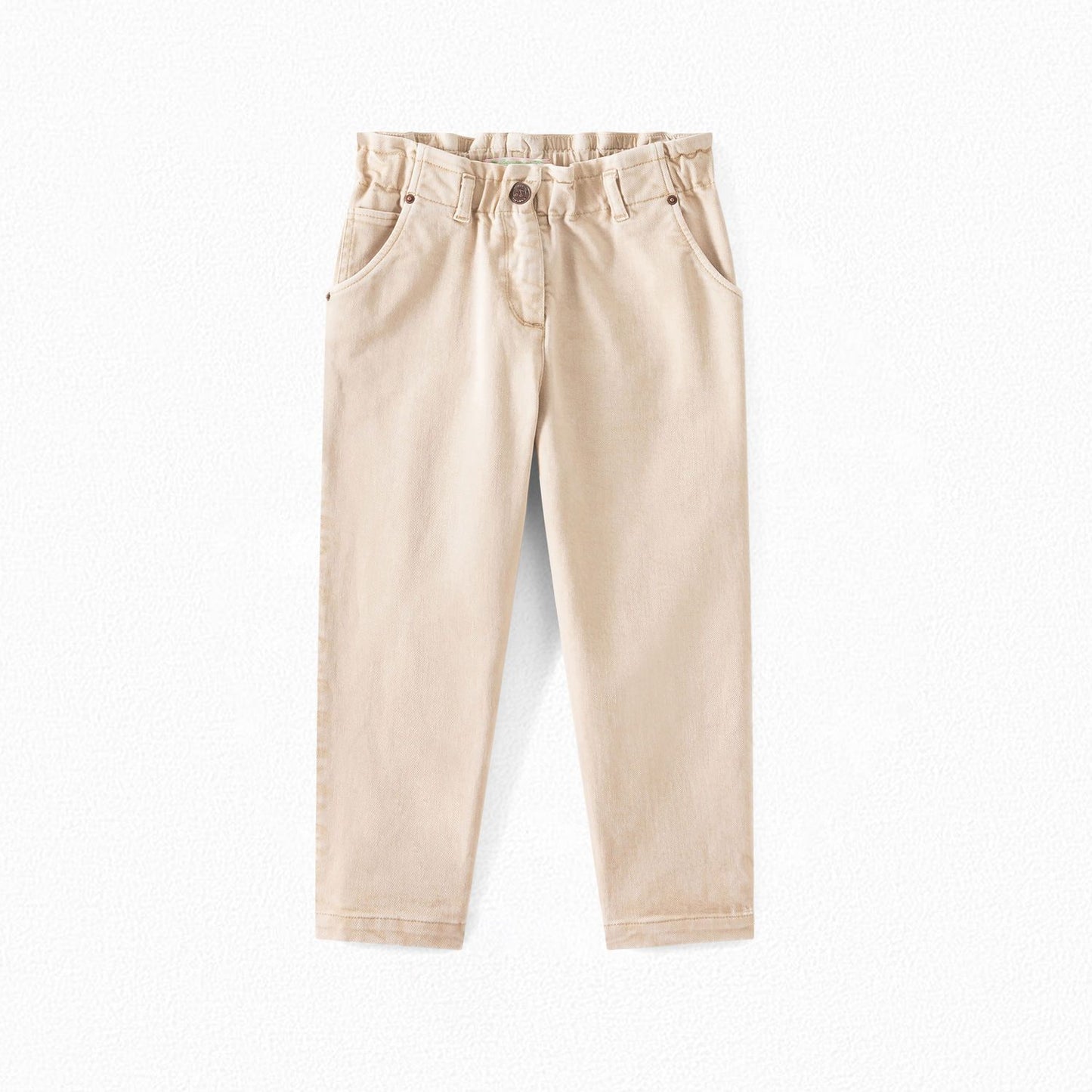 女童米色棉长裤
