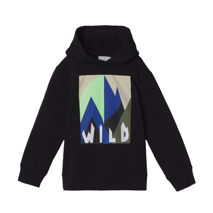 男童黑色图案连帽卫衣