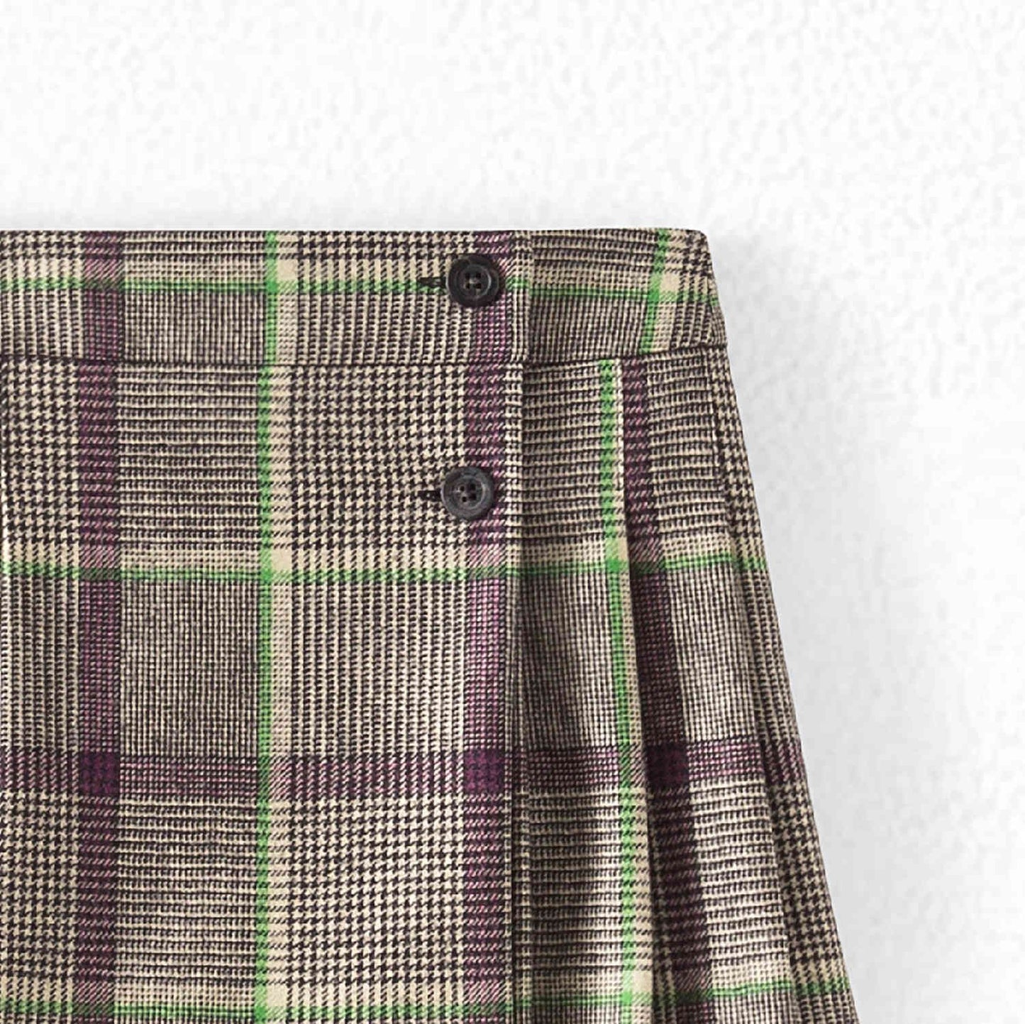 女童棕色格子羊毛短裙