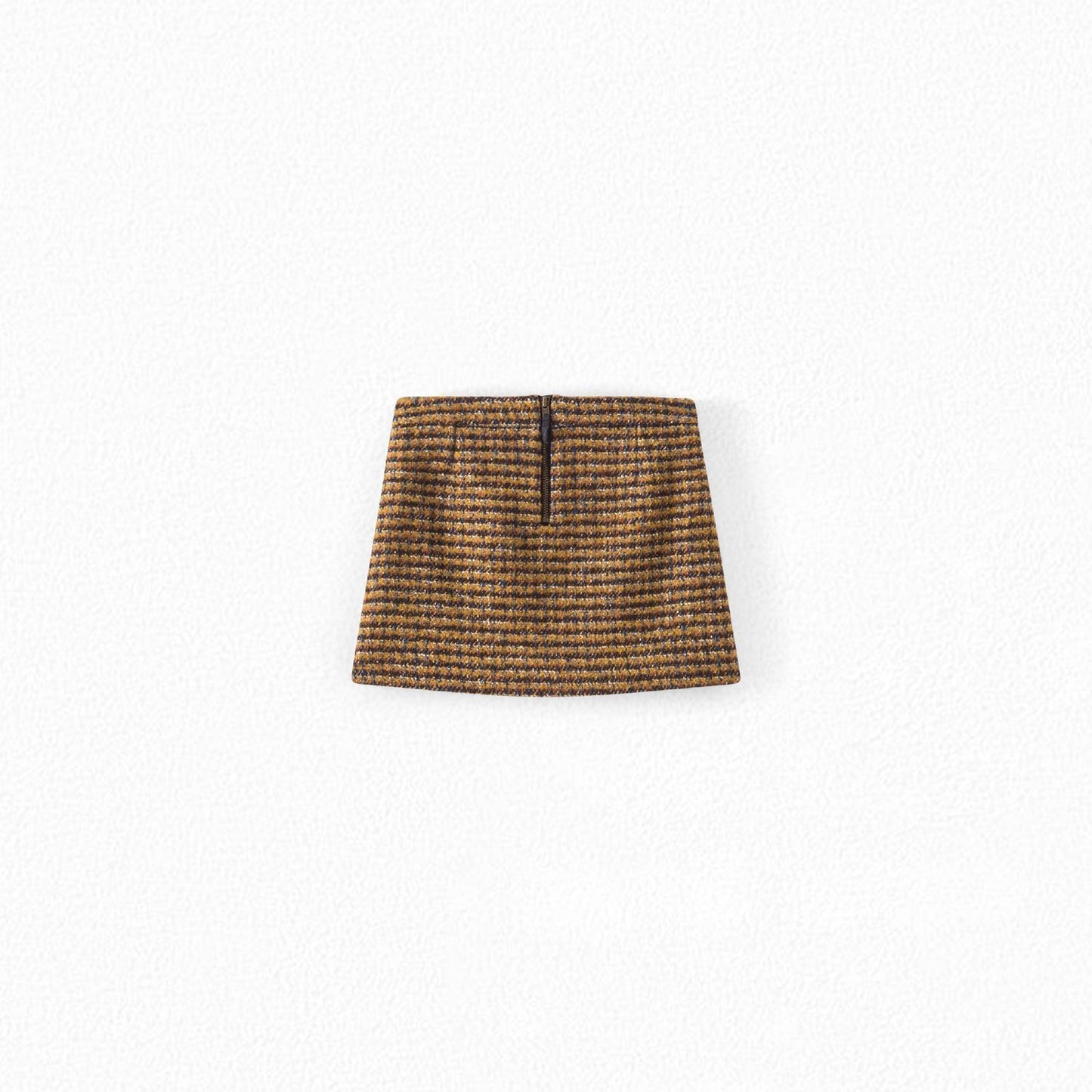 女童驼色格子短裙