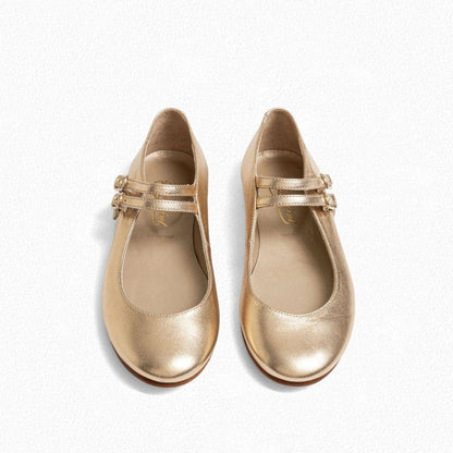 女童金色搭扣皮鞋