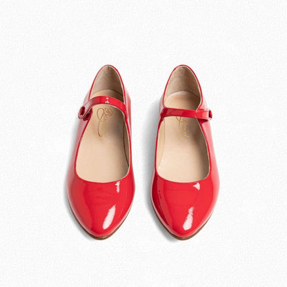 女童红色搭扣皮鞋