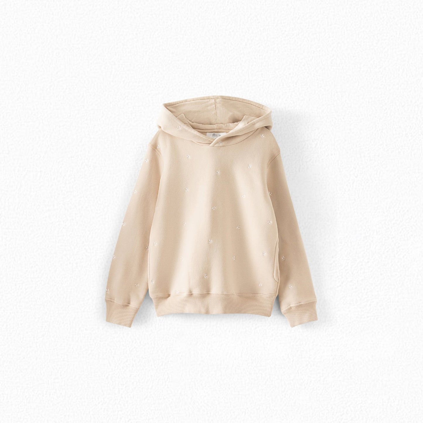 女童米色连帽棉卫衣