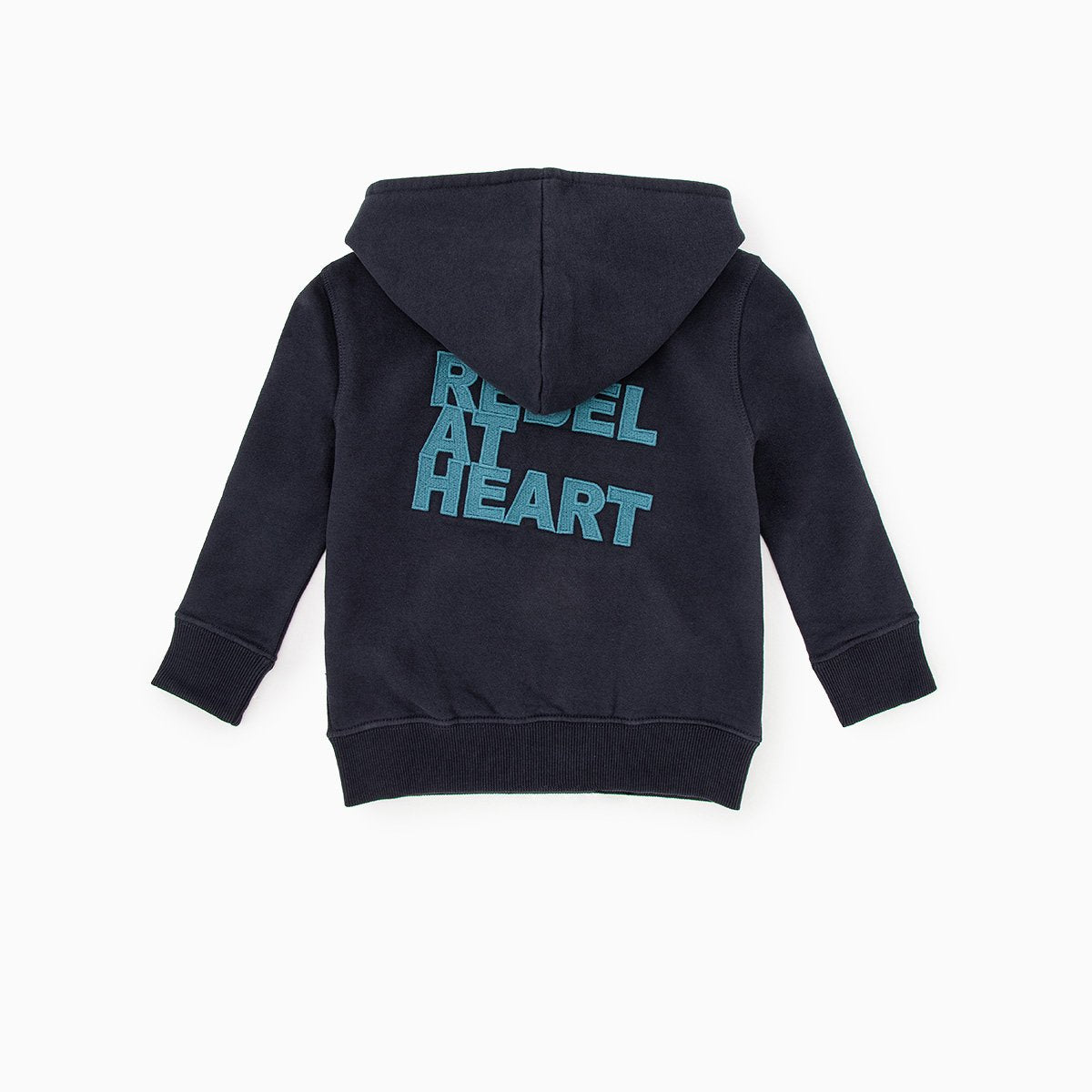 女童藏青色连帽拉链上衣