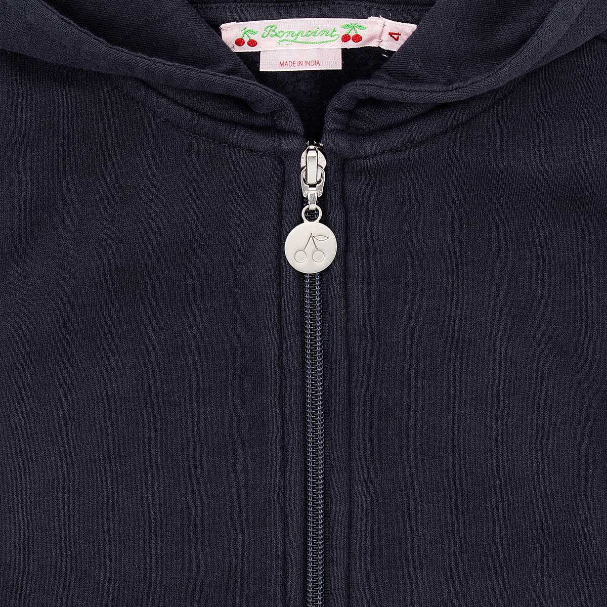 女童藏青色连帽拉链上衣