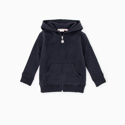 女童藏青色连帽拉链上衣