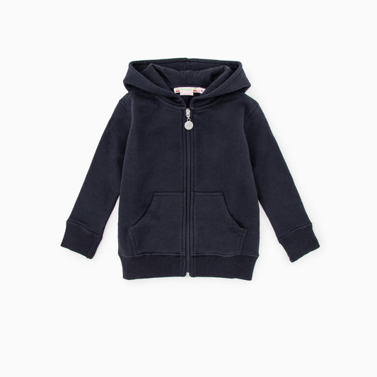女童藏青色连帽拉链上衣