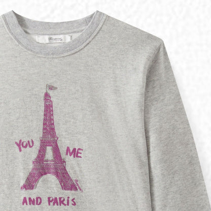 女童灰色印花棉T恤