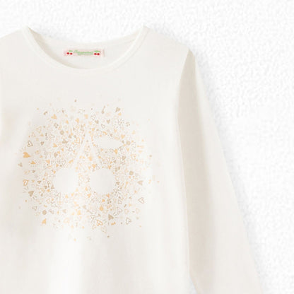 女童白色Logo棉T恤