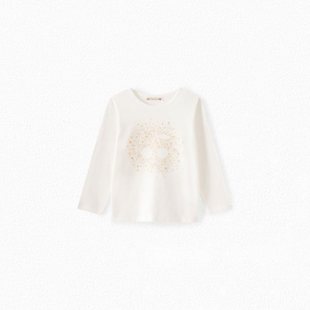 女童白色Logo棉T恤