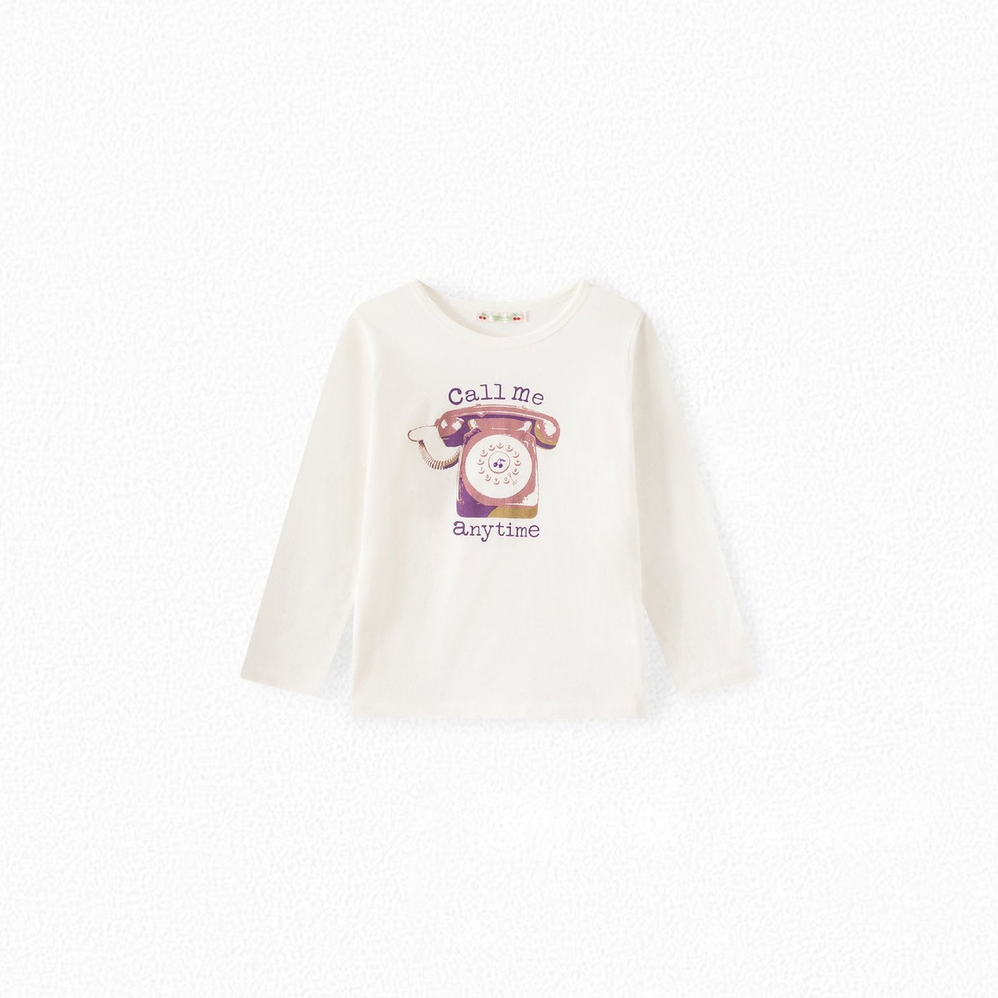 女童白色印花棉T恤