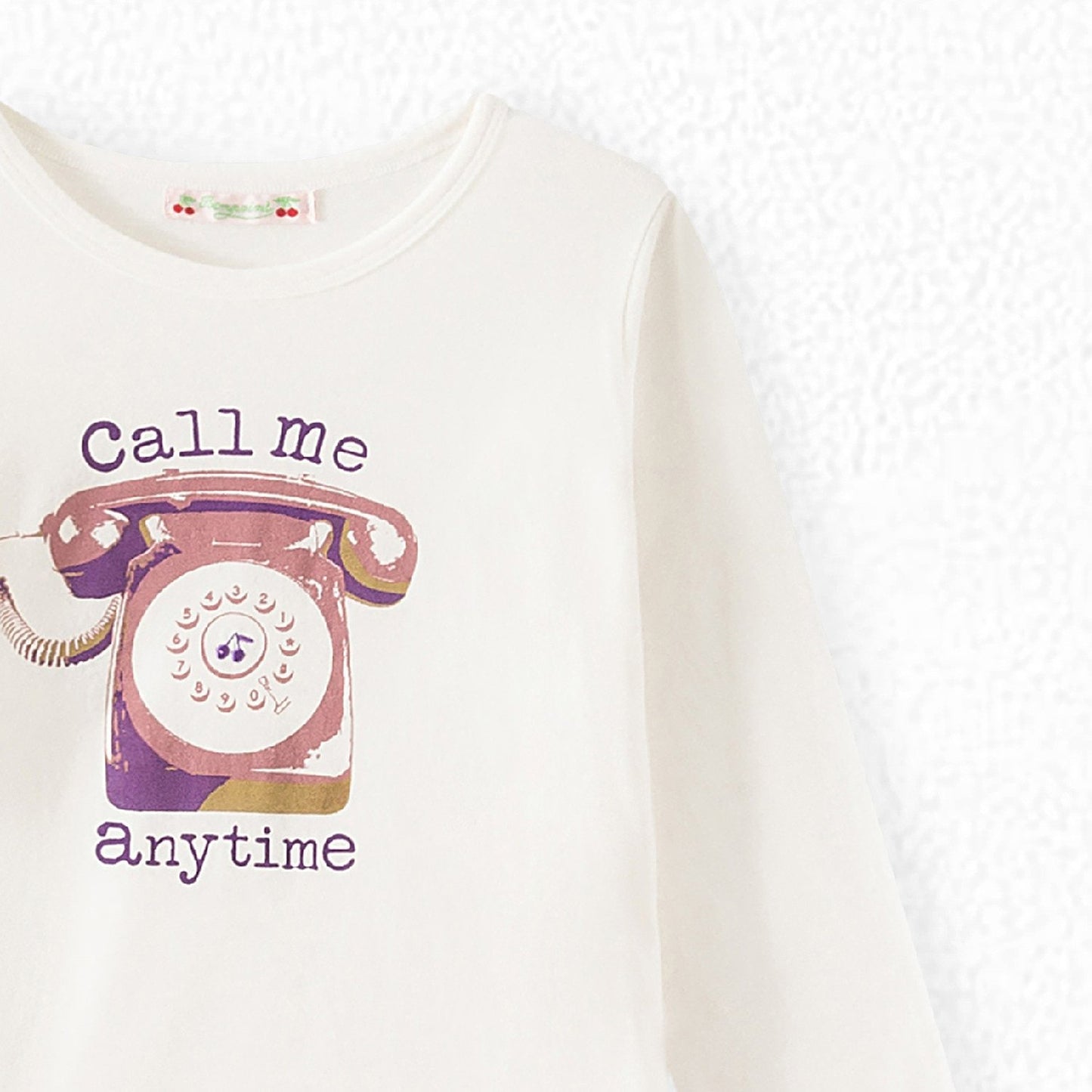 女童白色印花棉T恤