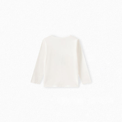 女童白色印花棉T恤