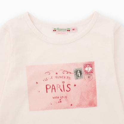 女童粉色印花棉T恤