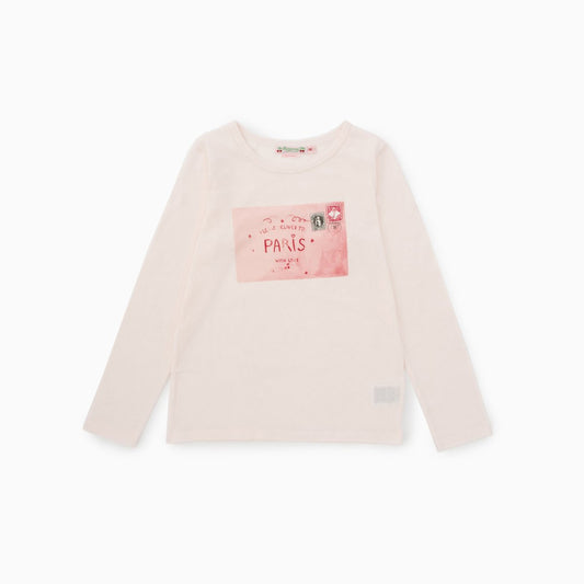 女童粉色印花棉T恤