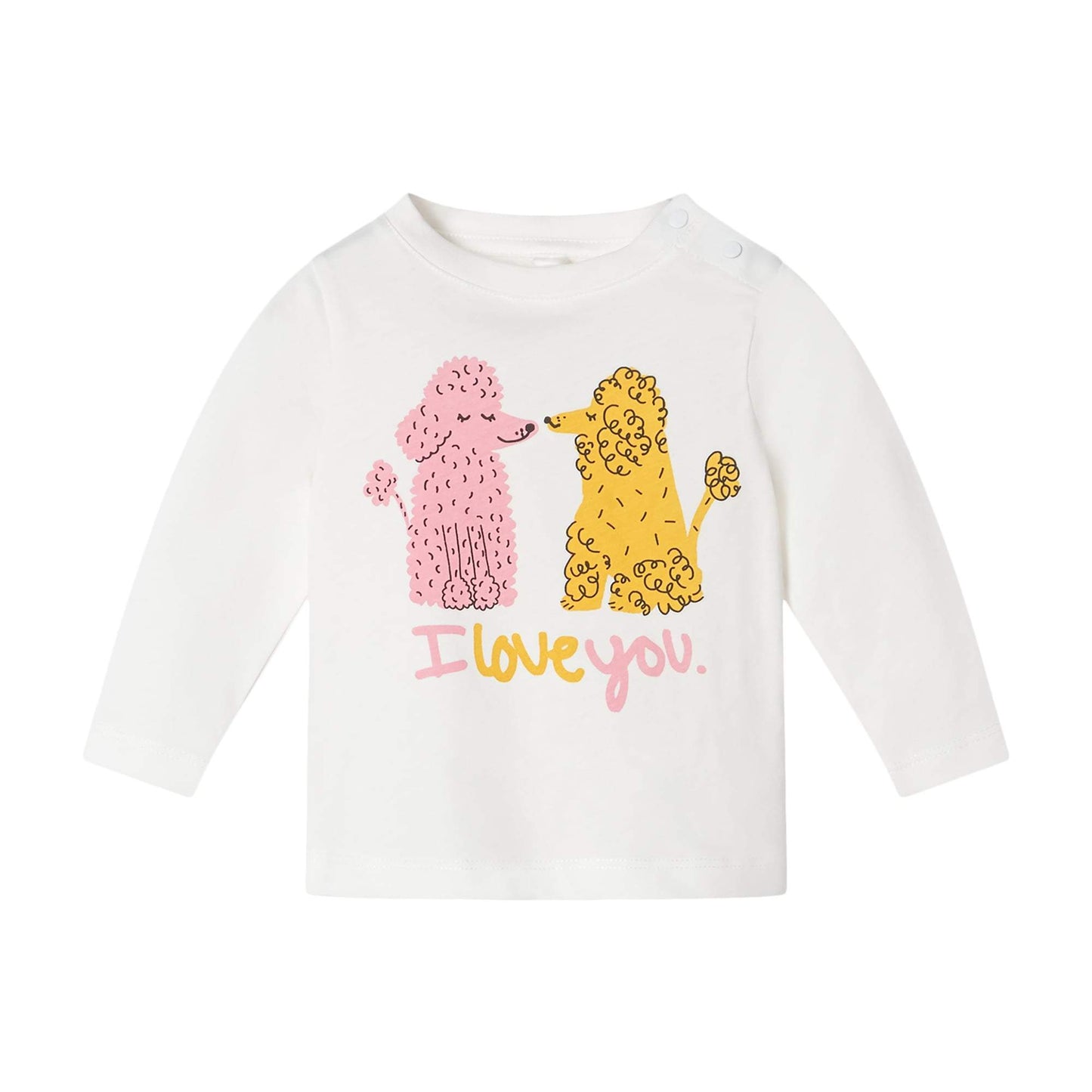 女婴白色贵宾犬印花棉T恤