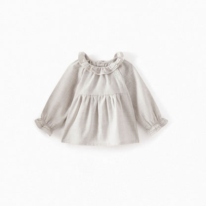 女婴浅灰色棉上衣