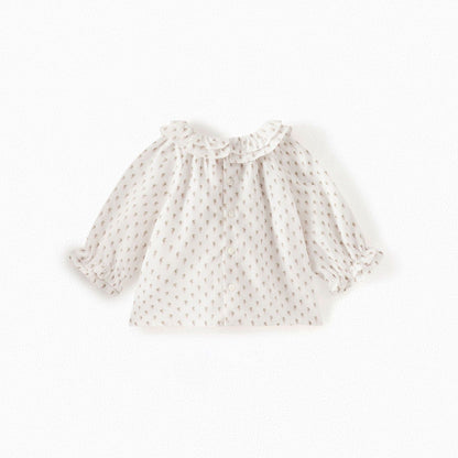 女婴白色印花棉衬衫