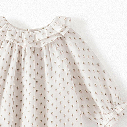 女婴白色印花棉衬衫