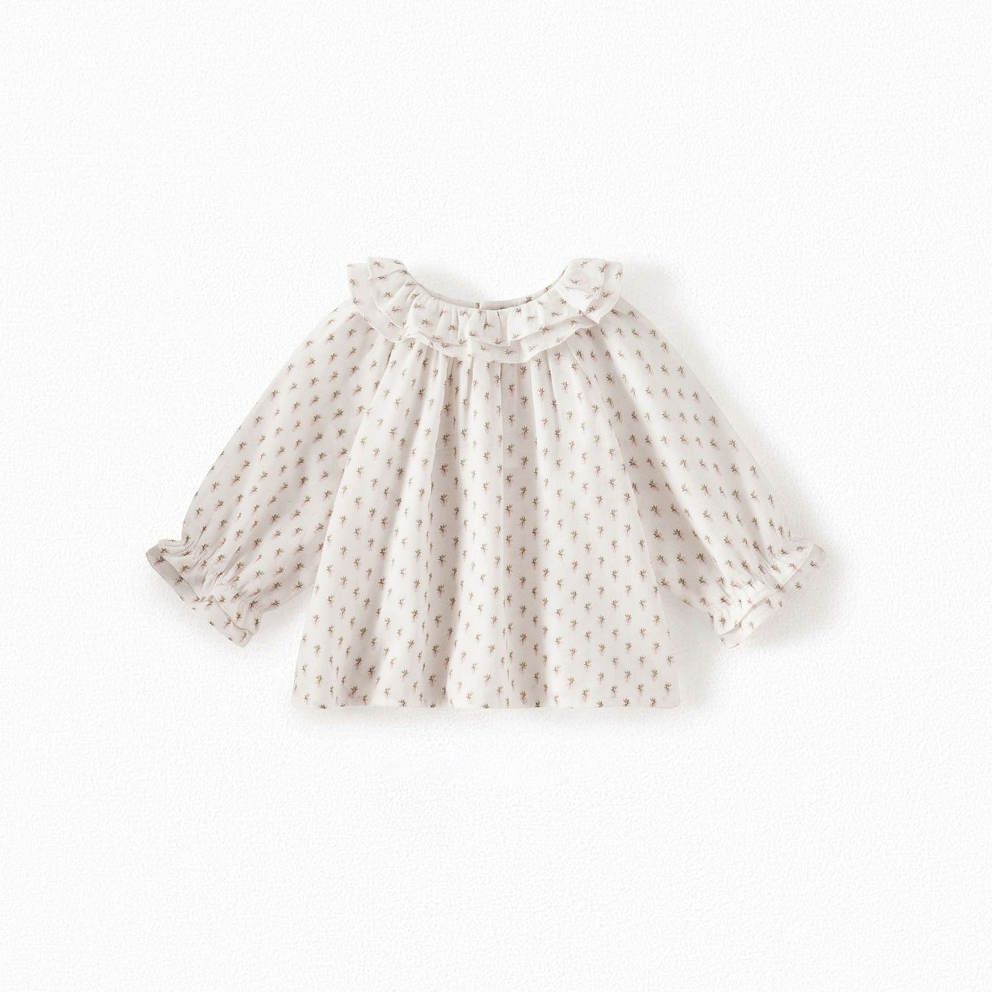 女婴白色印花棉衬衫