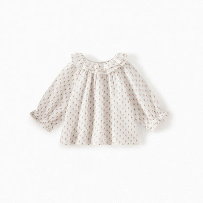 女婴白色印花棉衬衫