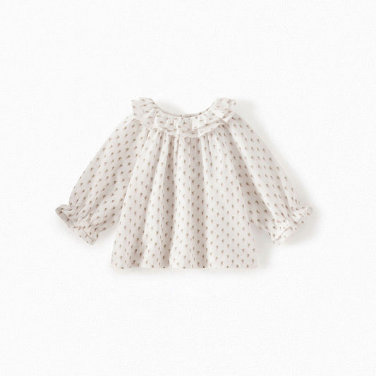 女婴白色印花棉衬衫