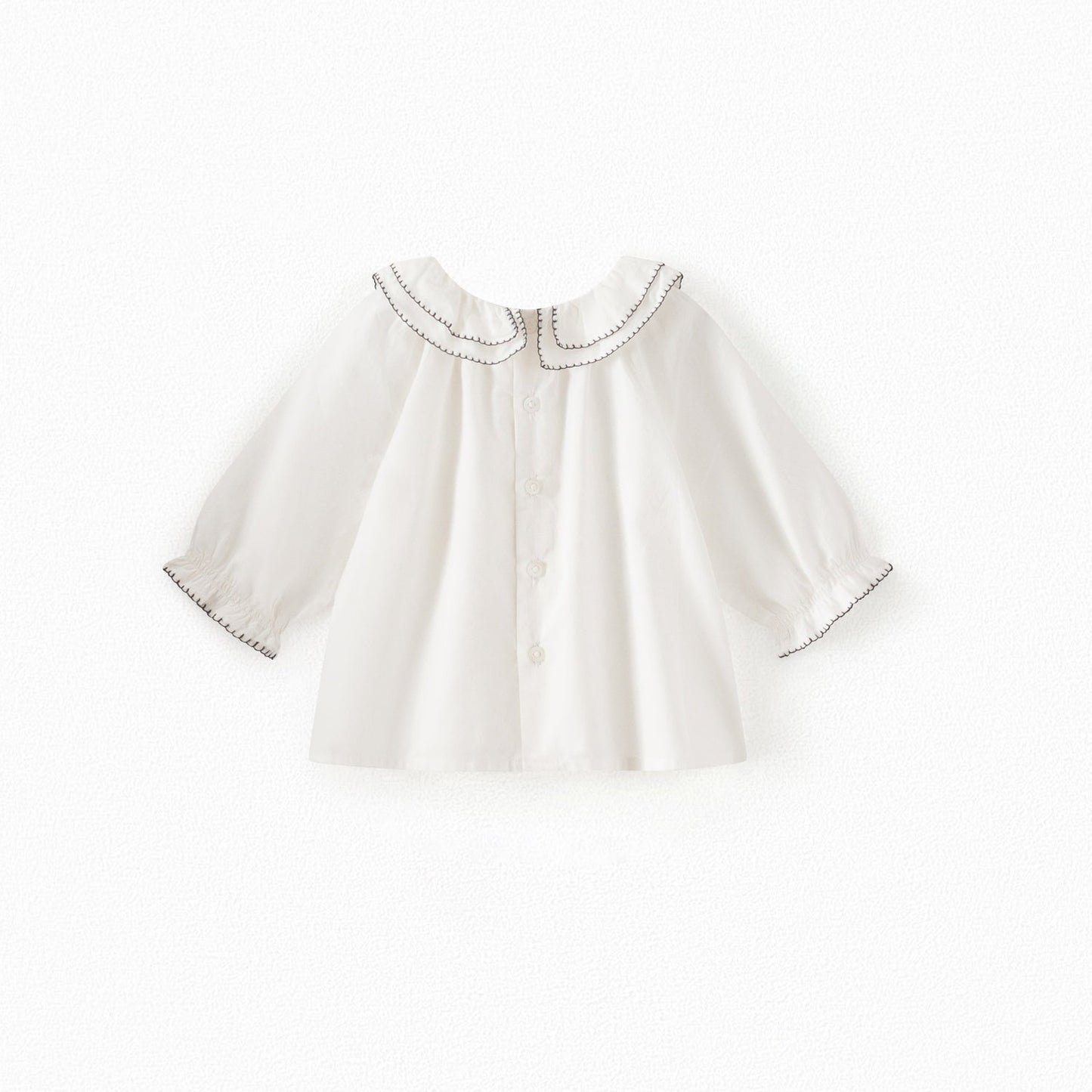女婴白色荷叶边棉上衣