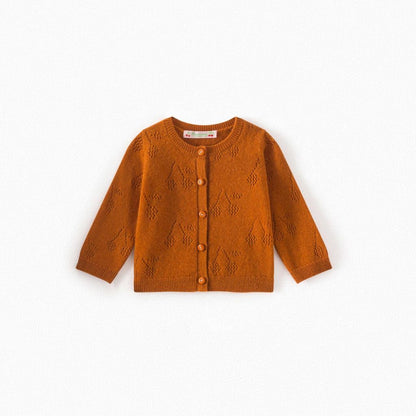 女婴焦糖色Logo羊绒开衫