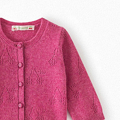 女婴紫红色羊绒开衫