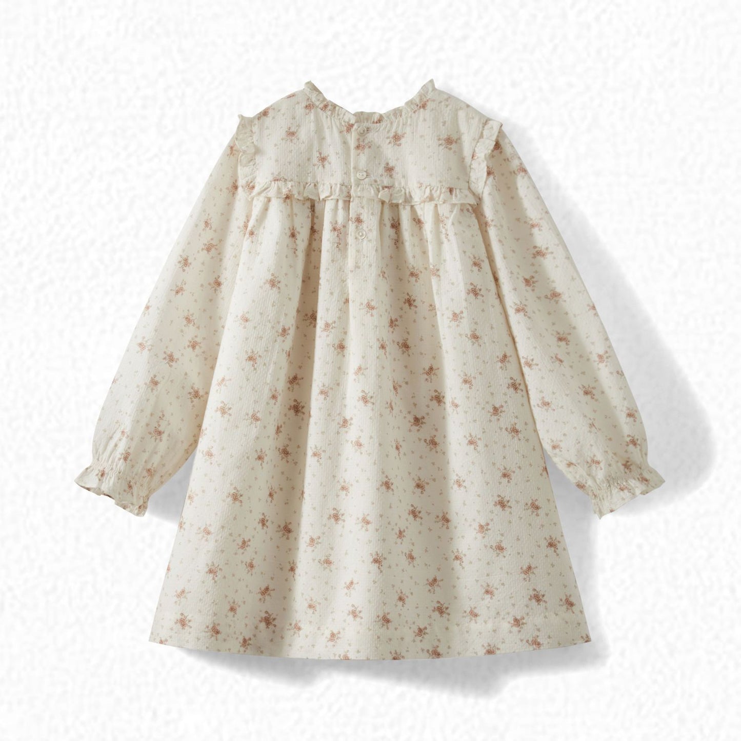 婴儿女童白色印花棉连衣裙