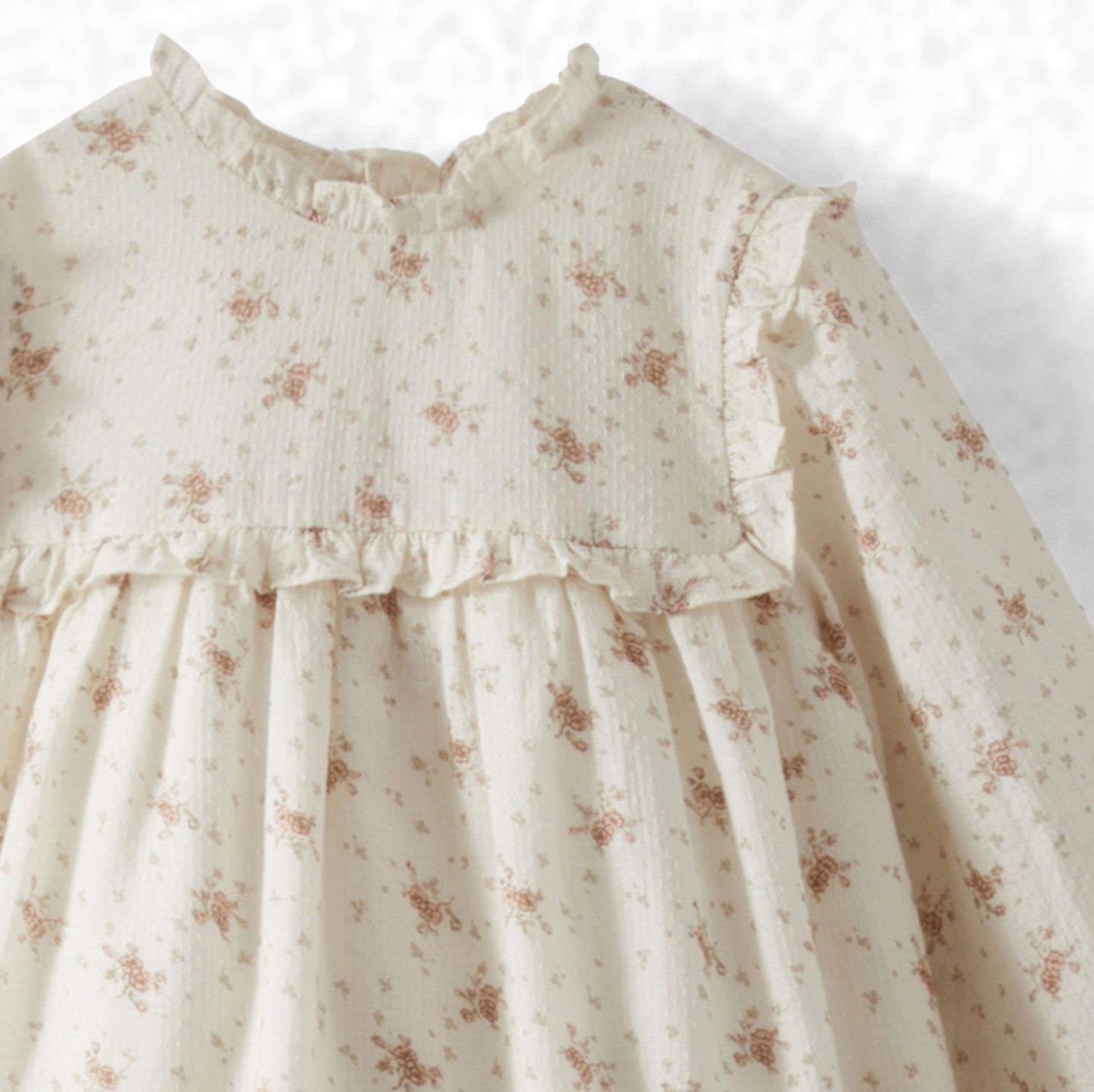 婴儿女童白色印花棉连衣裙